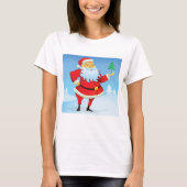 Grappige kerstman met mini kerstboom t-shirt (Voorkant)