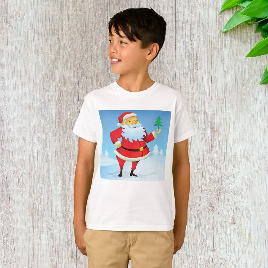 Grappige kerstman met mini kerstboom t-shirt