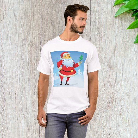 Grappige kerstman met mini kerstboom t-shirt