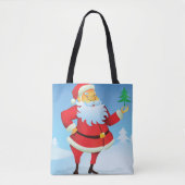 Grappige kerstman met mini kerstboom tote bag (Voorkant)
