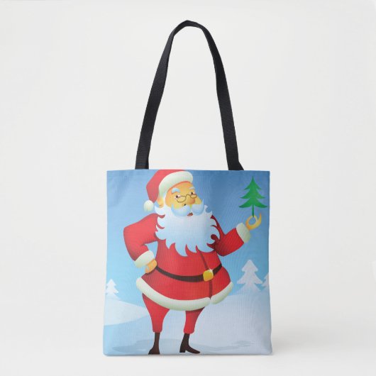 Grappige kerstman met mini kerstboom tote bag (Voorkant)