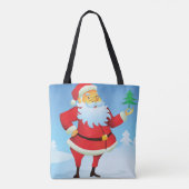 Grappige kerstman met mini kerstboom tote bag (Achterkant)