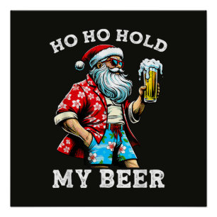 Grappige Kerstman met zonnebril en bier Kerstmis Perfect Poster