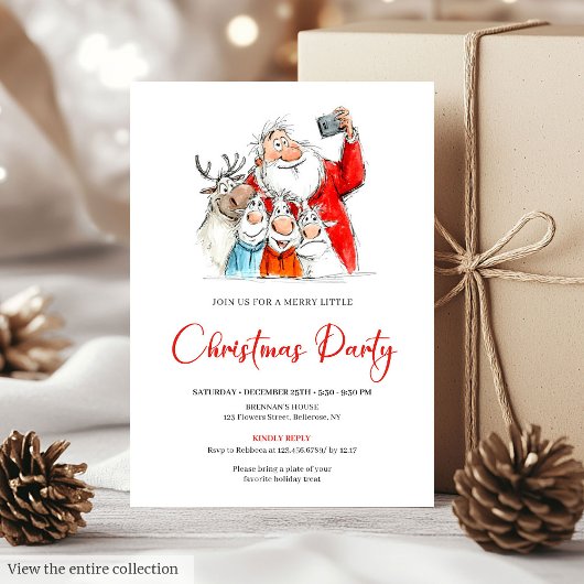Grappige Kerstman Minimale Kerstfeest Uitnodiging