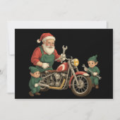 Grappige Kerstman monteur Retro Biker Kerstmis Feestdagenkaart (Voorkant)