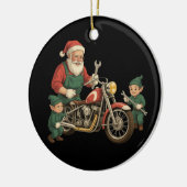 Grappige Kerstman monteur Retro Biker Kerstmis Keramisch Ornament (Links)