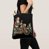 Grappige Kerstman monteur Retro Biker Kerstmis Tote Bag (Dichtbij)