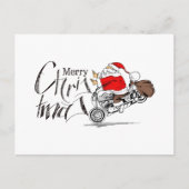 Grappige Kerstman Motorfiets Biker Prettig Kerstfe Briefkaart (Voorkant)