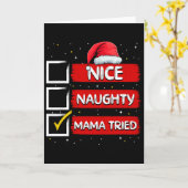 Grappige Kerstman Nette Stoute Mama Heeft geprobee Kaart (Gele Bloem)
