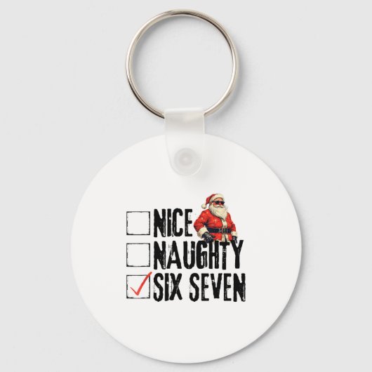 Grappige Kerstman Nette Stoute Zes Zeven Meme 67 K Sleutelhanger (Voorkant)