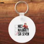 Grappige Kerstman Nette Stoute Zes Zeven Meme 67 K Sleutelhanger (Voorkant)