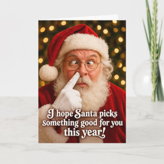 Grappige Kerstman Neuspeuterende Kerstvakantiekaar Feestdagen Kaart