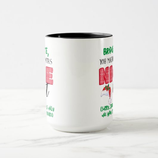 Grappige Kerstman Nice Ondeugend Lijst Naam Mok (Midden)