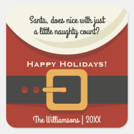 Grappige Kerstman Ondeugend & Mooi Vierkante Sticker