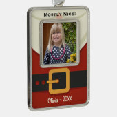 Grappige Kerstman Ondeugend of Leuke Foto Verzilverd Omlijst Ornament (Rechts)