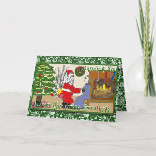 Grappige Kerstman op de Kerstkaart van de Brand Feestdagen Kaart