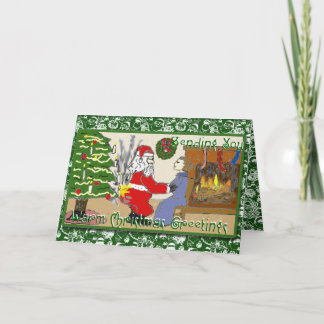 Grappige Kerstman op de Kerstkaart van de Brand Feestdagen Kaart