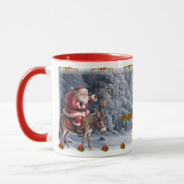 Grappige Kerstman op een Ezel op een Keramische Ko Mok