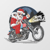 Grappige Kerstman op een motor rit Raamsticker (Vel)