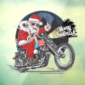 Grappige Kerstman op een motor rit Raamsticker (Vel 3)