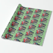 Grappige Kerstman op motor met sigaar Cadeaupapier (Uitgerold)