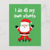Grappige Kerstman op roller schaatsen Kerst Feestdagenkaart (Voorkant)