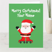 Grappige Kerstman op roller schaatsen Kerst Kaart (Voorkant)