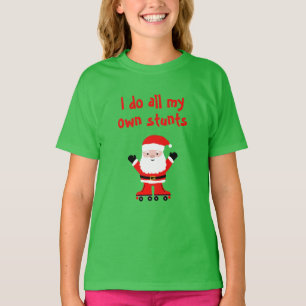 Grappige Kerstman op roller schaatsen kind t shirt