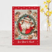 Grappige Kerstman op Telefoon Kerstmis Kaart (Gele Bloem)