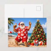 Grappige Kerstman op tropisch eiland Feestdagenkaart (Voorkant / Achterkant)