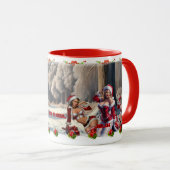 Grappige Kerstman op witte koffie keramiek Mok (Voorkant rechts)