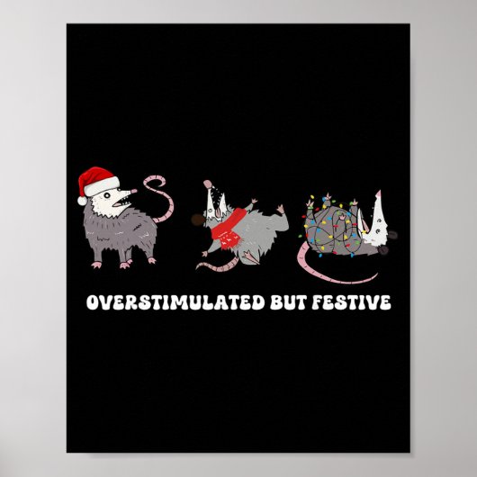 Grappige Kerstman Opossums Overstuur Maar Feesteli Poster (Voorkant)