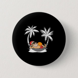 Grappige Kerstman Palmboom Kerstmis Hawaï Kerstmis Ronde Button 5,7 Cm
