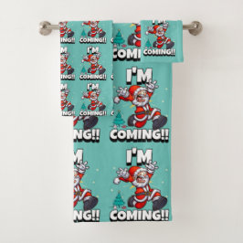 Grappige Kerstman Patroon Humoristisch Kerstfeest Bad Handdoek
