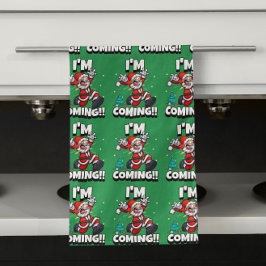 Grappige Kerstman Patroon Humoristisch Kerstfeest Theedoek
