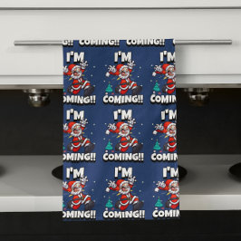 Grappige Kerstman Patroon Humoristisch Kerstfeest Theedoek