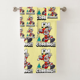 Grappige Kerstman Patroon Humoristische Kerstmis  Bad Handdoek