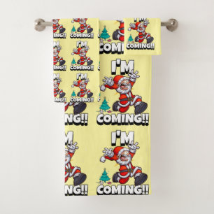 Grappige Kerstman Patroon Humoristische Kerstmis Bad Handdoek