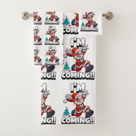Grappige Kerstman Patroon Humoristische Kerstmis Bad Handdoek