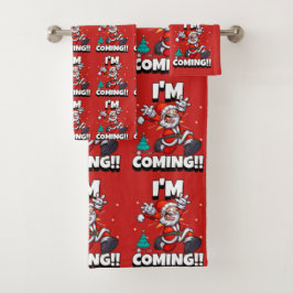 Grappige Kerstman Patroon Humoristische Kerstmis Bad Handdoek