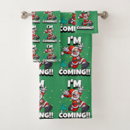 Grappige Kerstman Patroon Humoristische Kerstmis Bad Handdoek