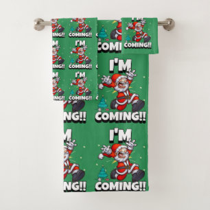Grappige Kerstman Patroon Humoristische Kerstmis Bad Handdoek