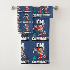 Grappige Kerstman Patroon Humoristische Kerstmis Bad Handdoek