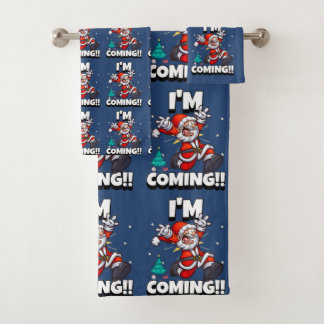 Grappige Kerstman Patroon Humoristische Kerstmis Bad Handdoek