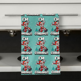 Grappige Kerstman Patroon Humoristische Kerstmis Theedoek
