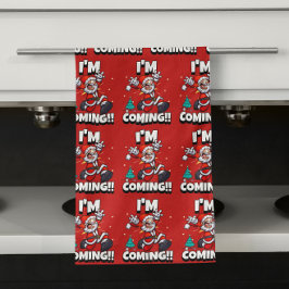 Grappige Kerstman Patroon Humoristische Kerstmis Theedoek