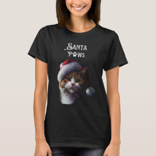 Grappige Kerstman Paws Kat T-shirt