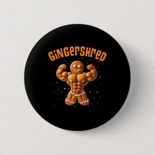 Grappige Kerstman Peperkoek Man Gymmer Ronde Button 5,7 Cm