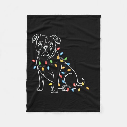 Grappige Kerstman Pitbull Kerstverlichting Pitbull Fleece Deken (Voorkant)