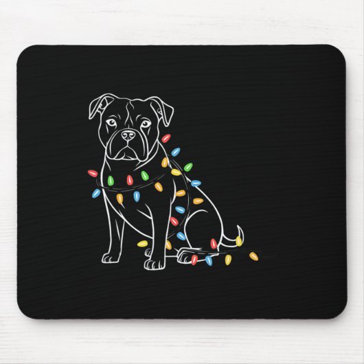 Grappige Kerstman Pitbull Kerstverlichting Pitbull Muismat (Voorkant)